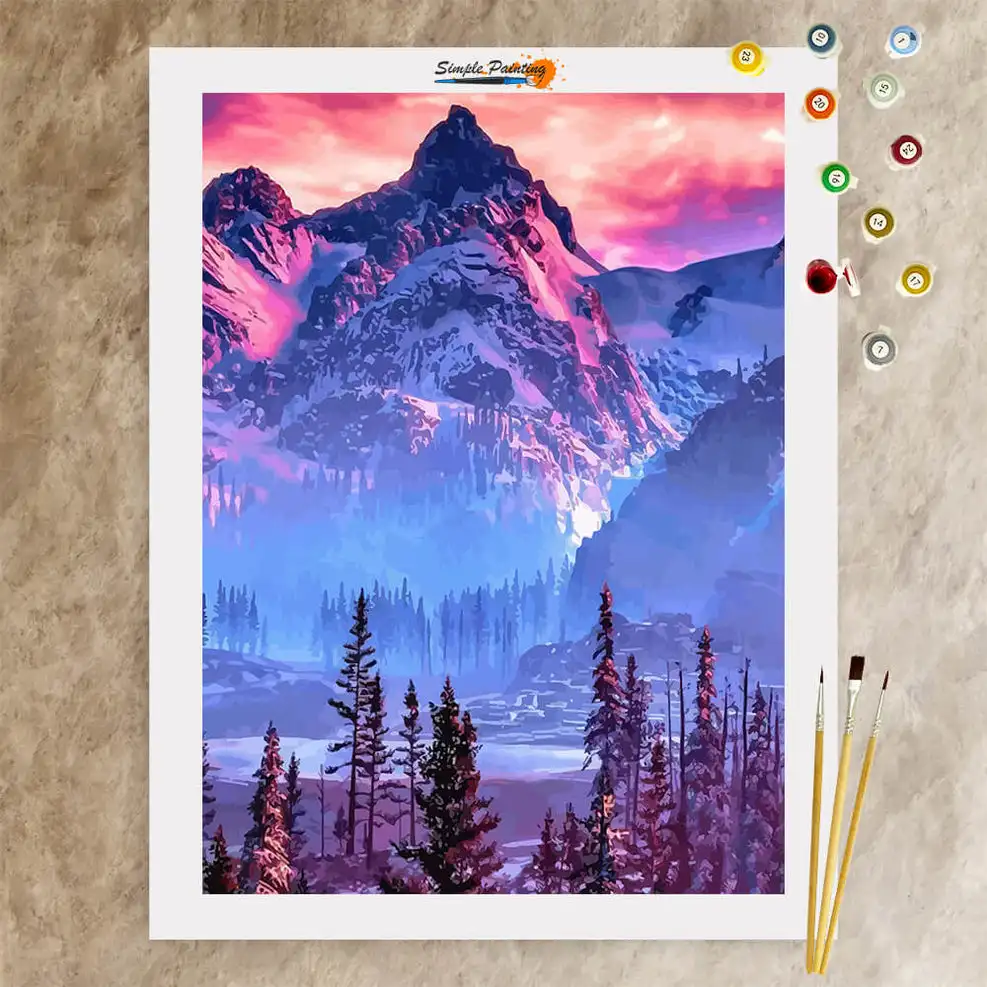 Custom Paint by Number Kits Paintworks DIY Oil Painting by numbers snow mountain scenery for Kids and Adults Beginner 40*50CM