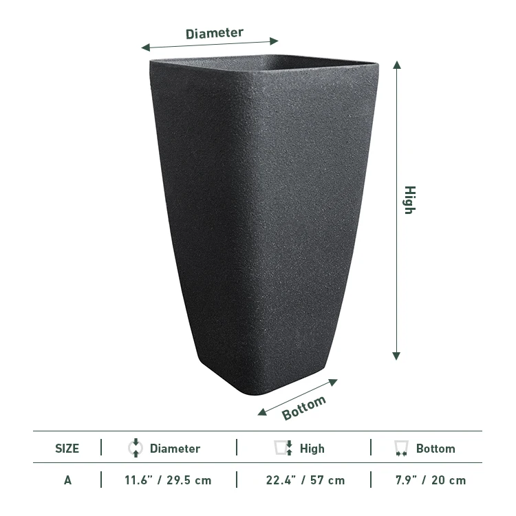 Wholesale home livingroom decor tall square self watering planter indoor potting container for large plants