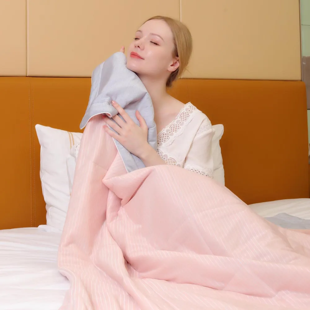 Weighted Blanket for Adults Cream Style French Design Queen Size Silk Satin Summer Duvet Bedding Set