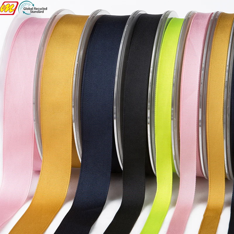 GRS Recycled Jacquard Thick Webbing Strap Custom Ribbon Band Tape For Dog Pet Collar Harness Backpack Bag Parts Black