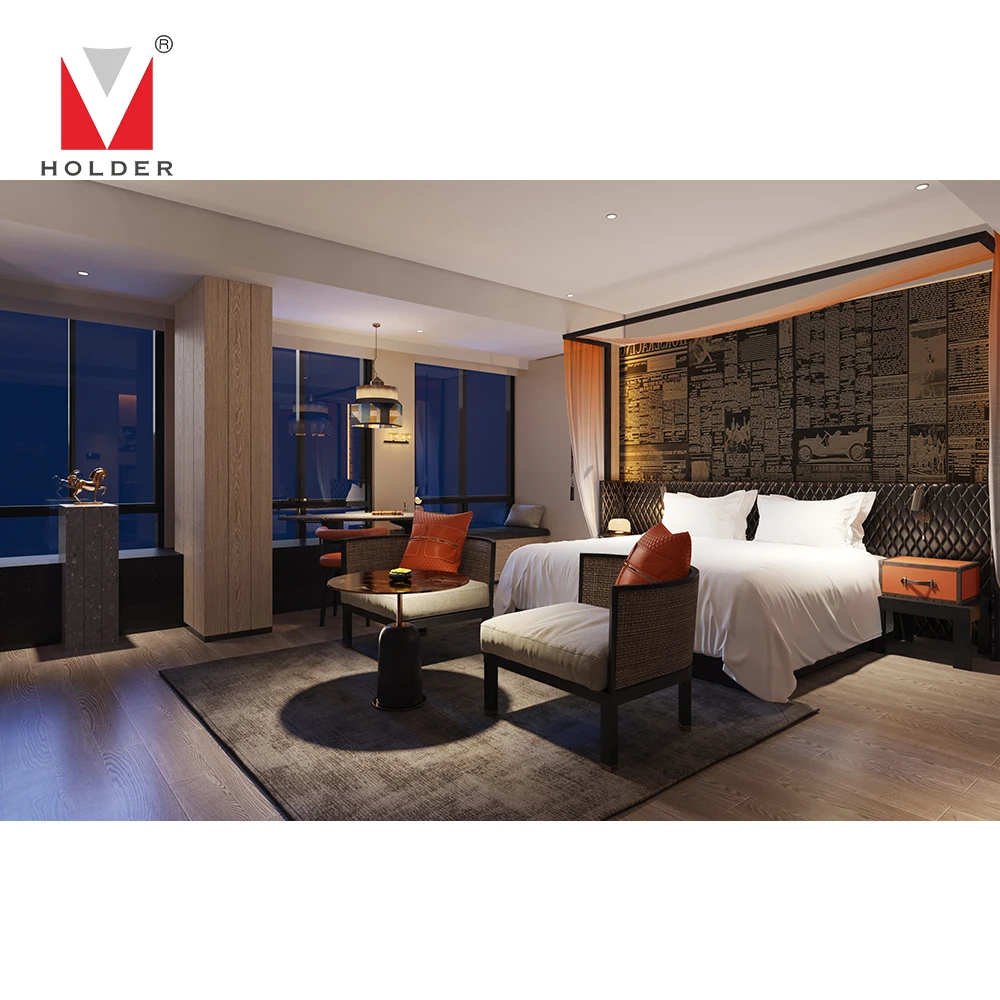 Modern 5 Star Knight Arthur Hotel Furniture Wooden Bed Headboards King Size Theme Hotel Bedroom Sets Furniture