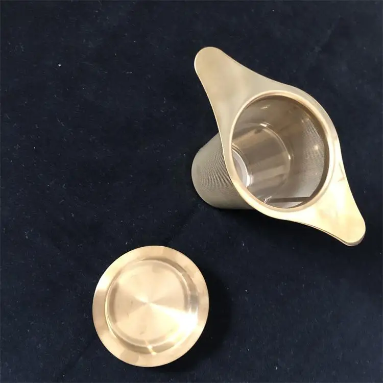 Double Handle Fine Mesh Loose Leaf Tea  Filter Strainer/ Reusable Loose Leaf Gold Tea Infuser Strainer With Logo