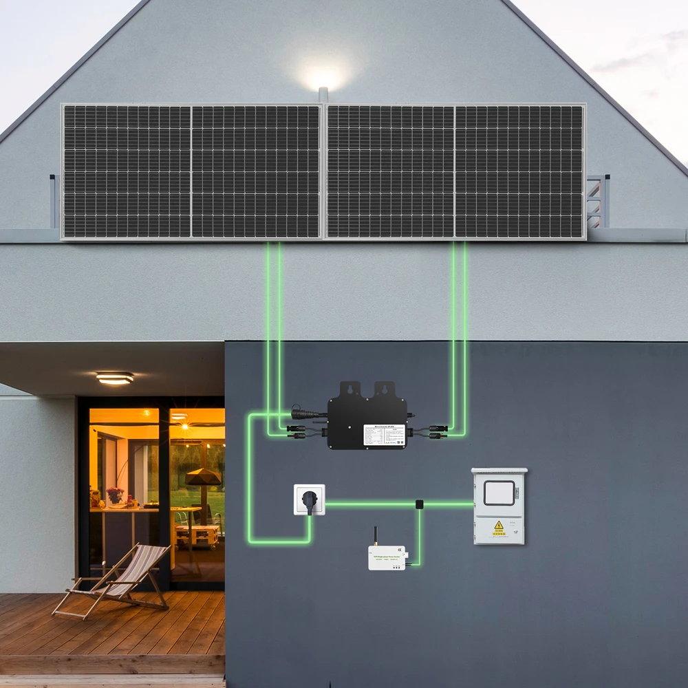 ACrevPOWER Zero Power Feed Micro Inverter PV Input Power Max 2X400 Watt Pure Sine Wave Output IP65 Waterproof Rating
