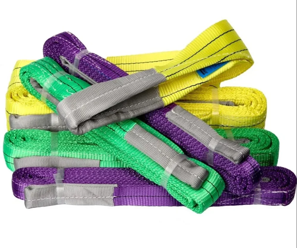 OEM длина 1 тонна 2 тонны 3 тонны ширина полиэфирная плоская тканая лямка подъемный ремень зеленого цвета коэффициент безопасности