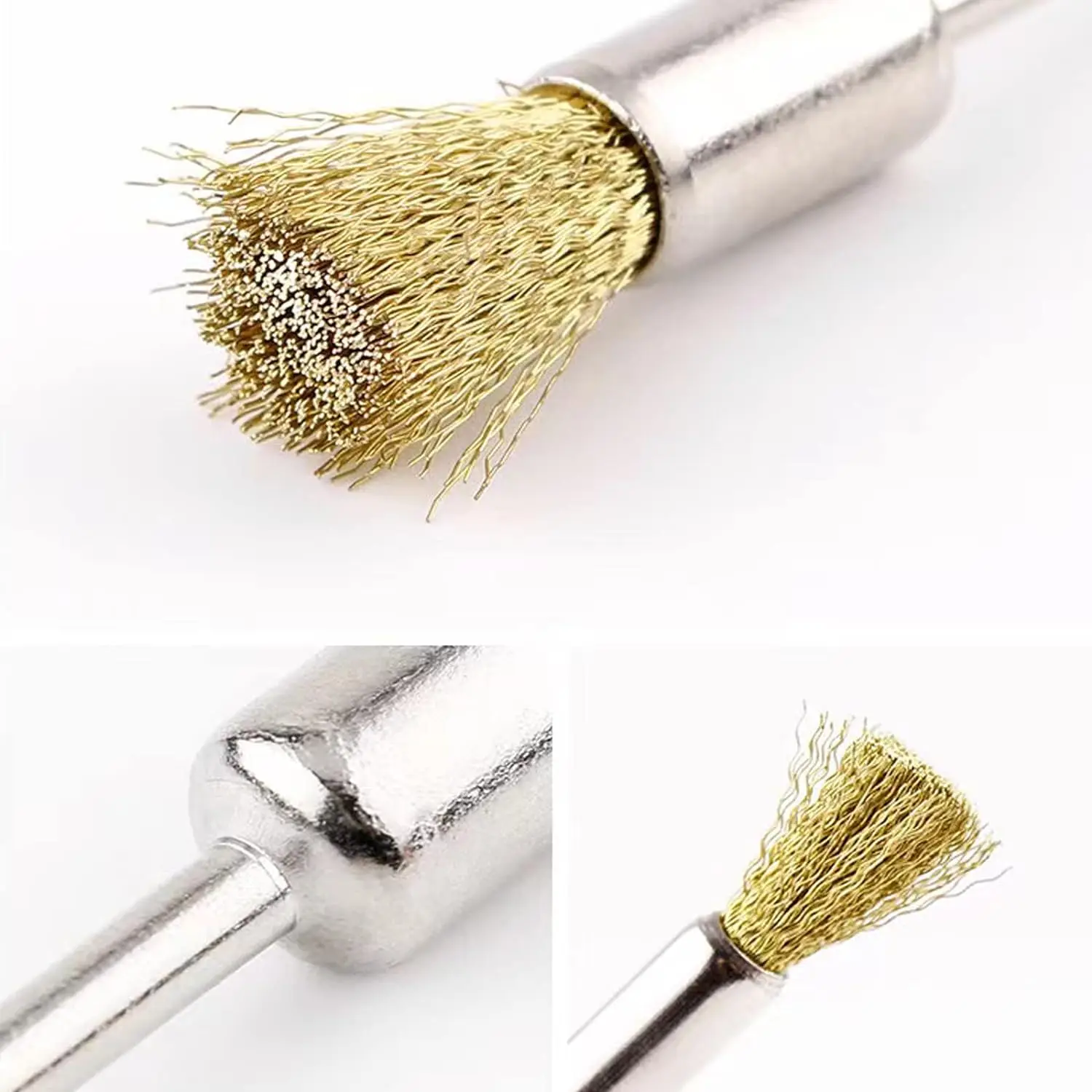 Wire Brush Extended Steel Cleaning End Brushes Pen Wire End Cleaning Brush Metal, 3*6*100mm Small Pen Shape Stainless