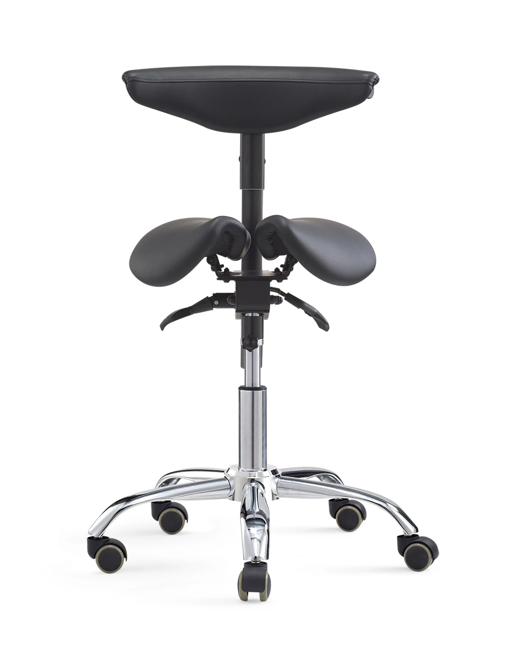 Ergonomic Dental Assistant Chair Split Seat Saddle Stool With Swivel Armrest/Backrest