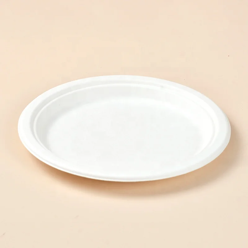 Dinner Plate Disposable Tableware Biodegradable Sugarcane Serving Plate Eco-friendly Bagasse Party 7 inch Round Paper Plate