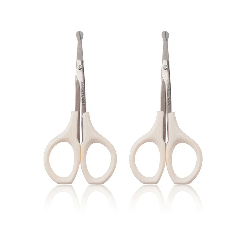 Value Fashion Stainless Steel Round Head Manual Eyebrow Round Nose Hair Safety Scissors Makeup Brush Set