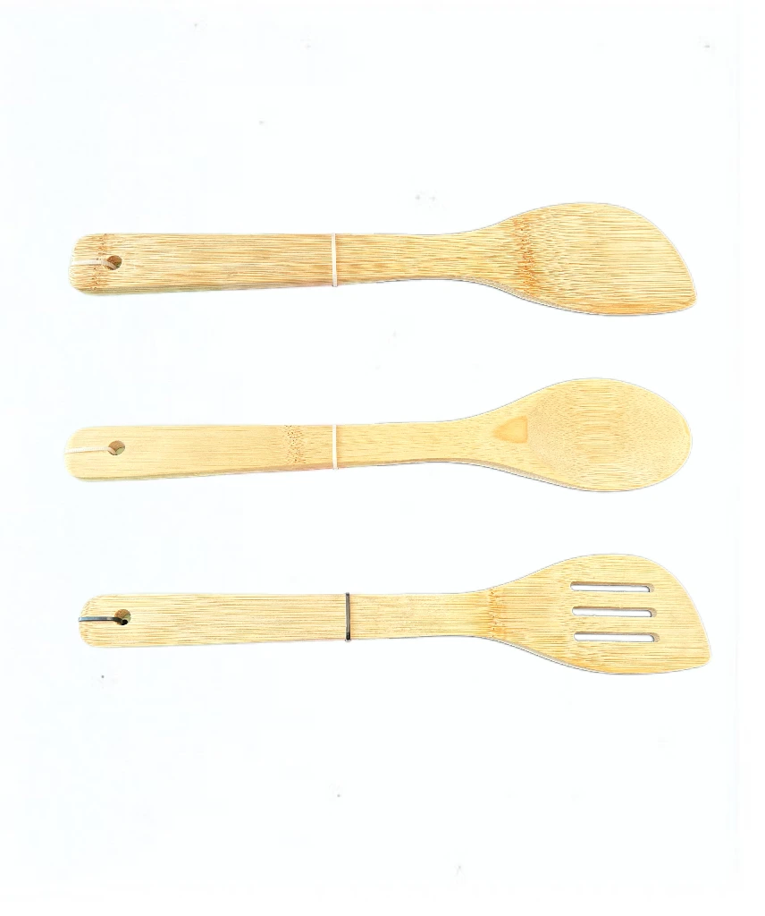 High Quality Bamboo Round Spoon Slanted Spatula Triple Line Slanted Spatula Cookware Set
