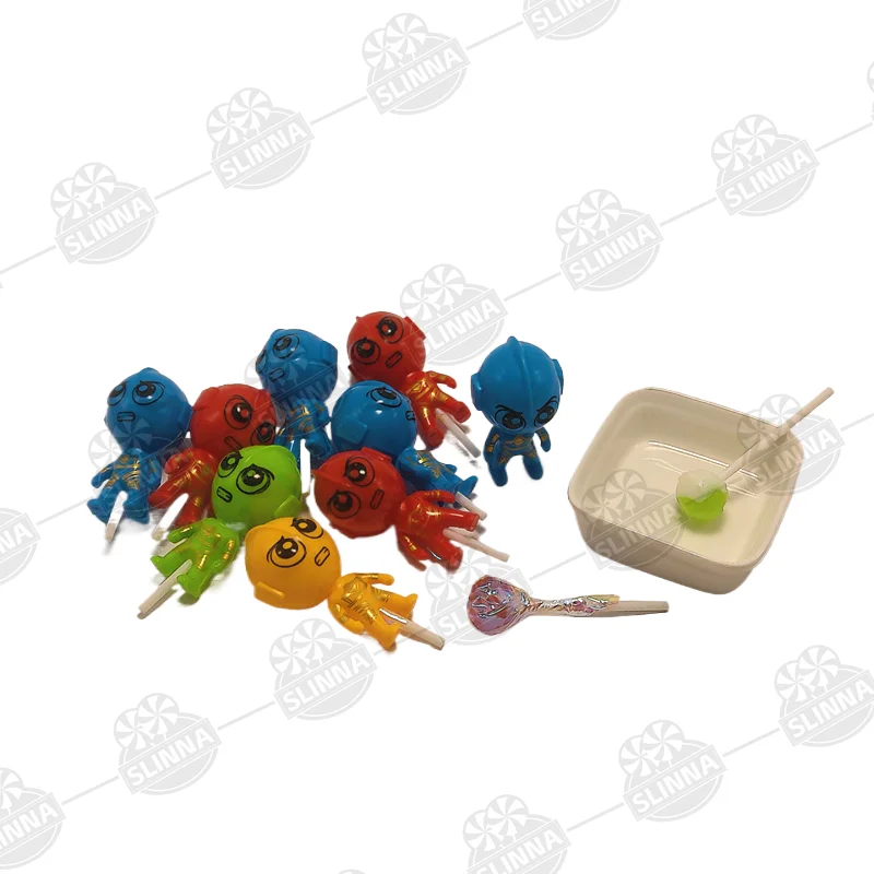 Wholesale Ultraman Shaped Lollipop Candy For Kids Mixed Color Fruity Cartoon Toy Candy Lollipop Packaged in Bottle