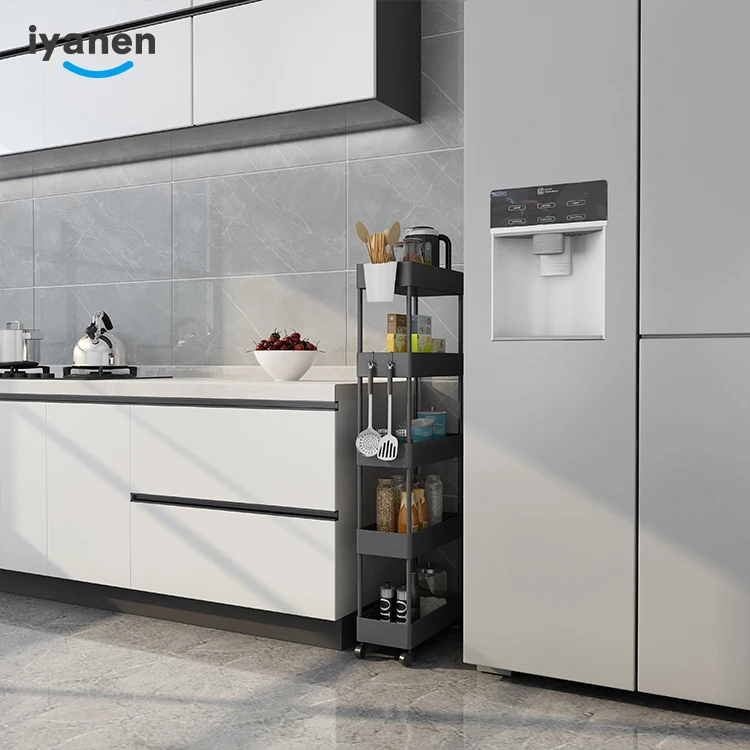 IYANEN Multiple Tiers Movable Space Saving Design Home Kitchen Bathroom Organizer Rolling Tool Storage Racking Trolley Cart