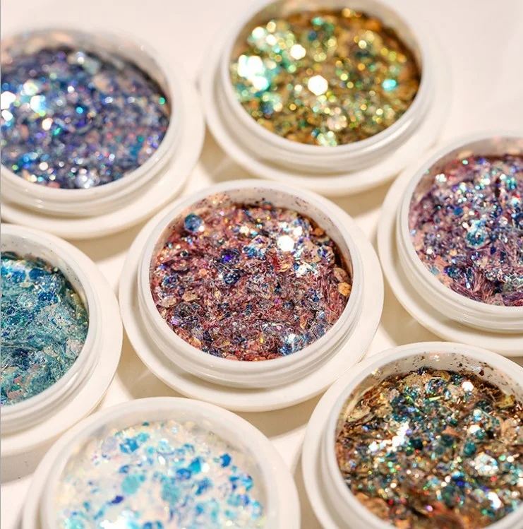
Beauty 2019 new arrival Colorful Nail sequins crystals nail powder flash pixie nail art decoration 
