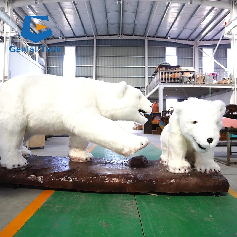 JN-Z23J26 China animal theme park Simulation life size Amusement Park Life Size Animatronic Polar Bear Model for Sale