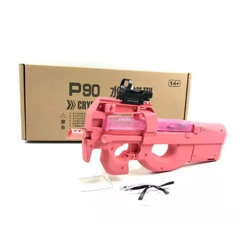 2025 summer Toy hot Tik Tok Gel Blaster Blast Toy Gun Nylon Pink P90 with light piece Splatter Blaster