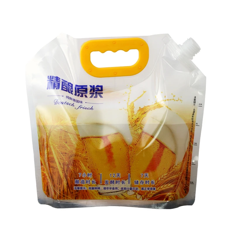 Customized liquid water milk juice oil plastic stand up packaging bag corner spout bag