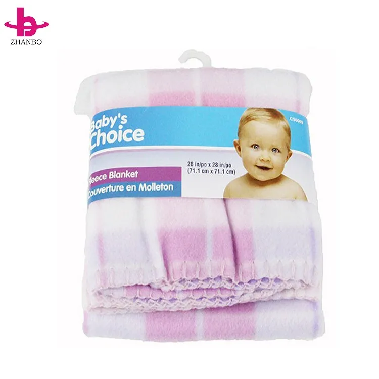 Rotary Screen Printing Simple Plaid Printed Polar Fleece Baby Blanket/ Knitted Soft Touch Baby Blanket