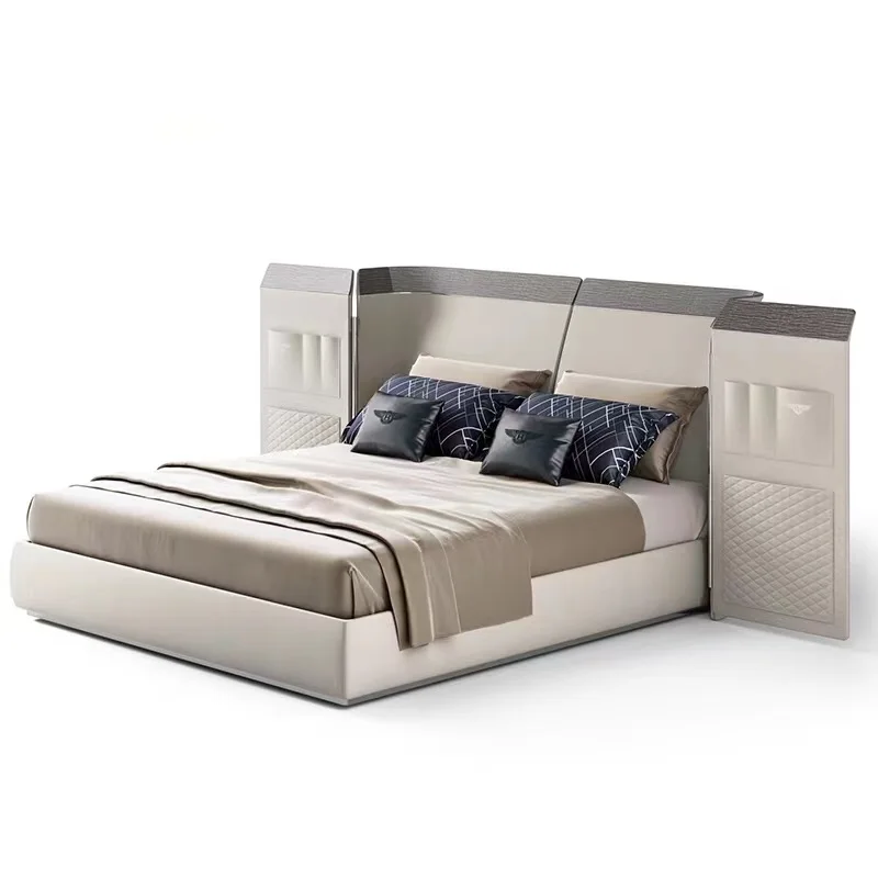 High Quality Featuring Elegant Top Grain Cow Leather, Brand Design from Foshan Factory Bed