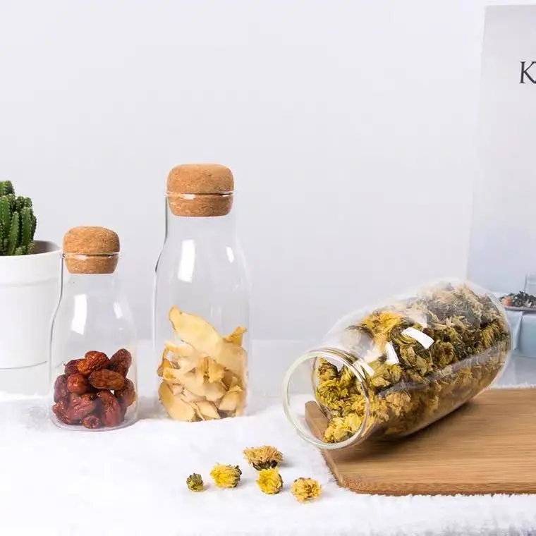 
lid for tube shaped glass storage jar for kitchen canister sets for nuts Hot Sale Borosilicate glass storage jar with bamboo 