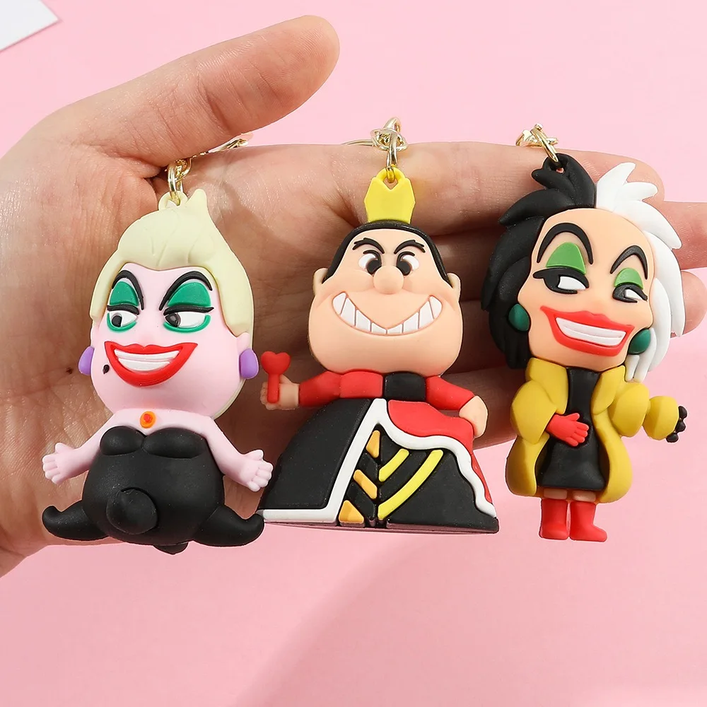 3D PVC anime keychain cute rubber Horror character Evil Witch Keychain Cartoon Car Bag Keyring Halloween figure custom key chain