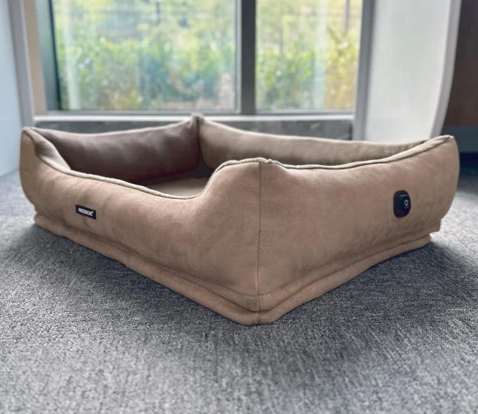 Водонепроницаемая большая кровать для собак с эффектом памяти, 4 см, латексная подушка с Bluetooth-контролем, нагревательное гнездо для домашних животных, регулировка 3 уровня