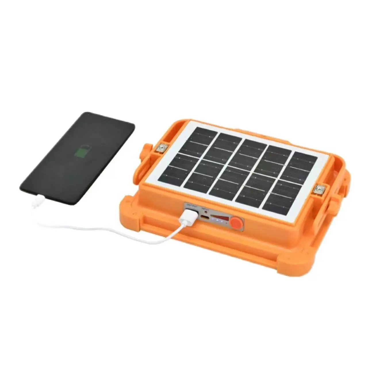 100W LED Portable Solar Work Light, Rechargeable Yellow Flood Light with 4 Lighting Modes