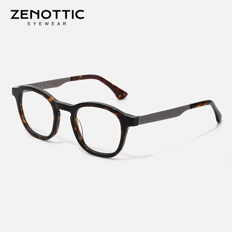 ZENOTTIC Fancy Top Quality Fashion Full-Rim Eyewear Round Retro Acetate Frame Optical Women Men Glasses Eyeglasses Frames