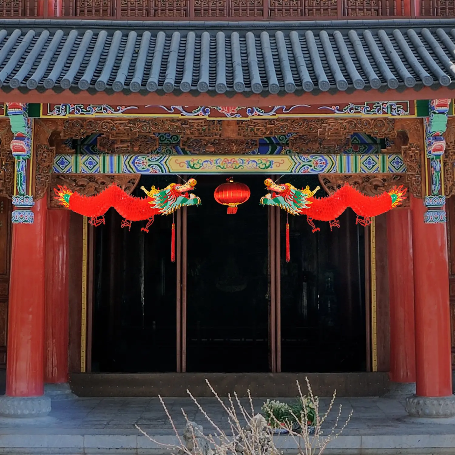 Chinese New Year home decor luxury hanging handicraft paper festival lanterns dragon boat ornaments dragon toy Chinese lanterns