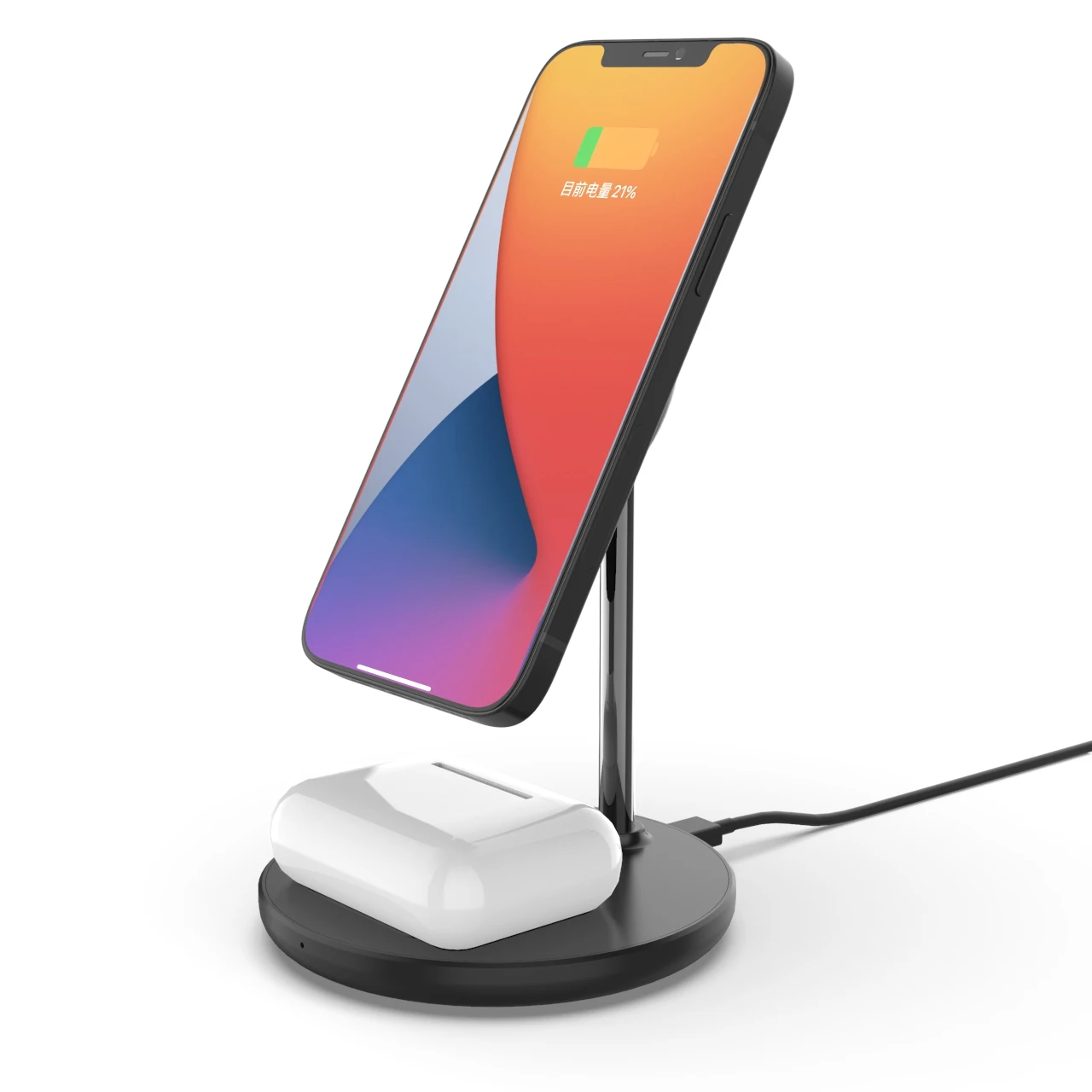 2021 Newest Popular 2In1 Magnetic Wireless Chargers For AirPods Metal 15W Live Telecast Charging Stand Phone Holder