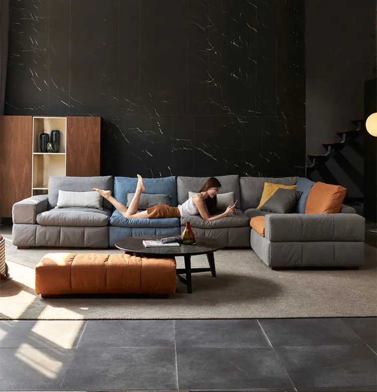 2024 modern Corner has music to play a function fabric living+room+sofas sectionals sofa set 7 seater