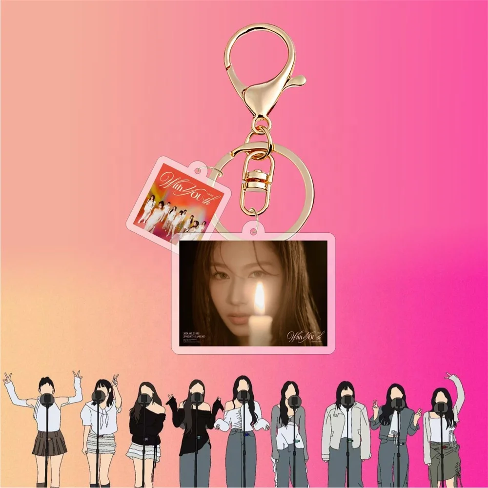yuwei KPOP TWICE With YOU-th Album Keychain Acrylic Figure Keyring Bag Pendant DAHYUN TZUYU JIHYO MINA NAYEON Key Ornaments