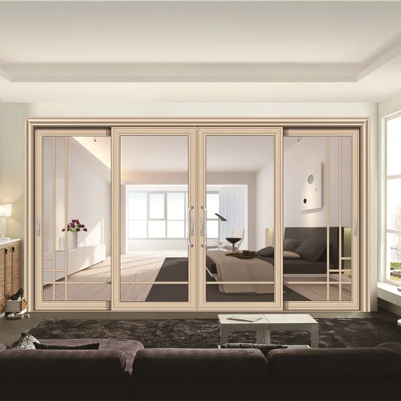 HLX Modern Double Glazed Slide Door Aluminum Frame Interior/Outdoor Narrow Slim Sliding Partition Sliding Door for Living Room