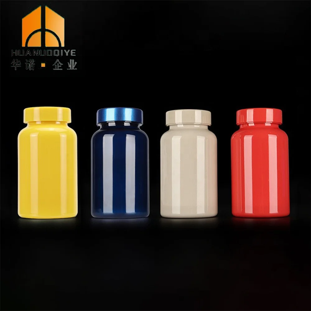 OEM 225ml Yellow Red Pink Pet Health Care Plastic Medicine Capsule Vitamin Bottle with Plastic CRC Cap