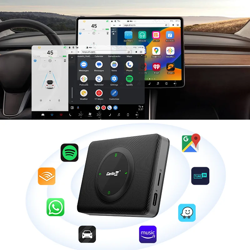 Carlinkit Wireless Portable CarPlay Dongle Multimedia Car Smart Box Adapters Radio 5G for Tesla Accessories Model 3 X Y S