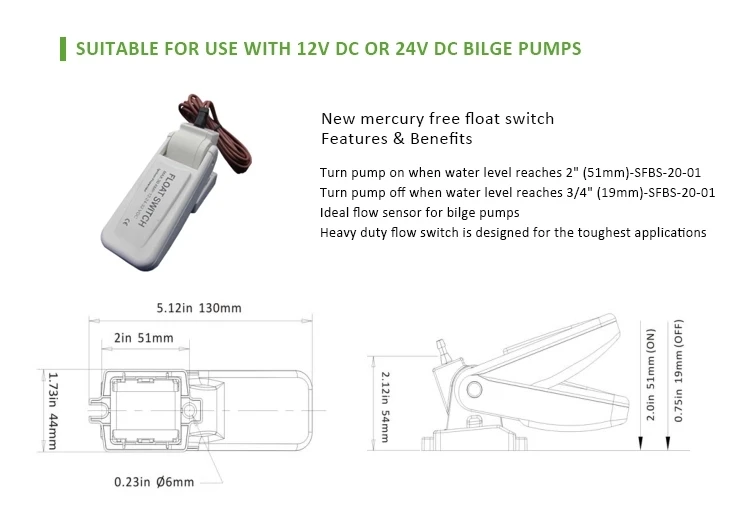 Automatic Electric Water Pump Float Switch DC Bilge Pump Switch Flow Sensor