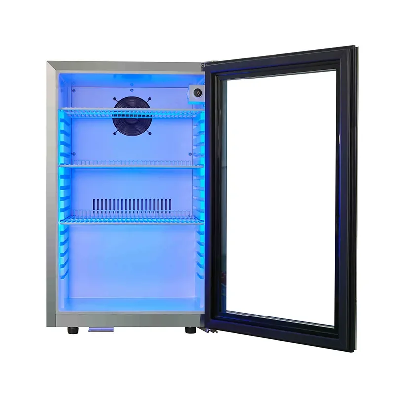 65cans+4 Bottles Beer Fridge Steel Stainless Glass Door Drink Fridge Under the Counter Beverage Wine Refrigerator for Household