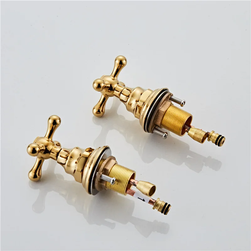 Modern Fashion Gold Basin Hot And Cold Water Faucet Three Holes Bathroom Wash Basin Faucet Three-piece set CF968