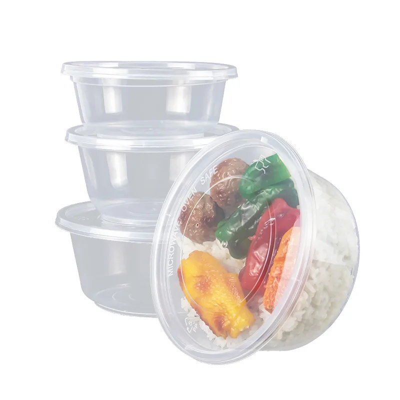 Black / White / Clear 37 oz Disposable Plastic Food / Salad / Noodle Meal Prep Bowls  With Lid Wholesale Supplier