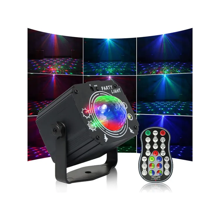 3 in 1 Mini remote control Crystal Ball LED Stage Lights Emitted Colorful Laser Beam for Parties KTV