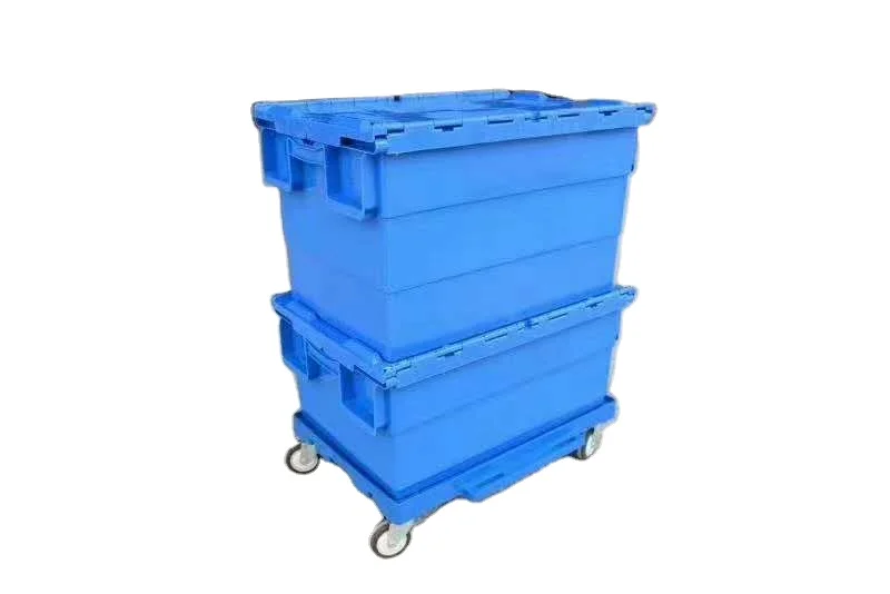 Large  Lid Moving Container Plastic Tote Box for Supermarket Transport