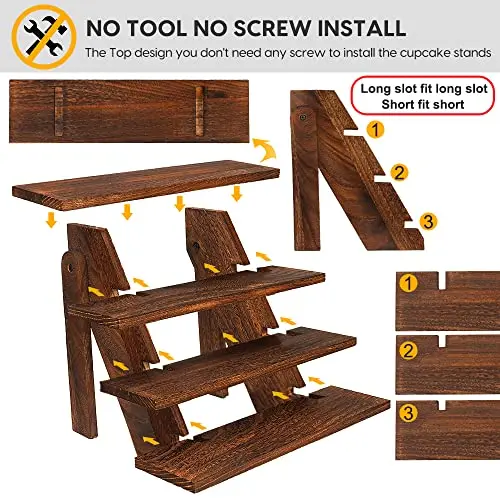 Wooden display  Wooden cupcake rack Rustic style risers for display craft shelves Vendor desktop display rack Farmhouse rack