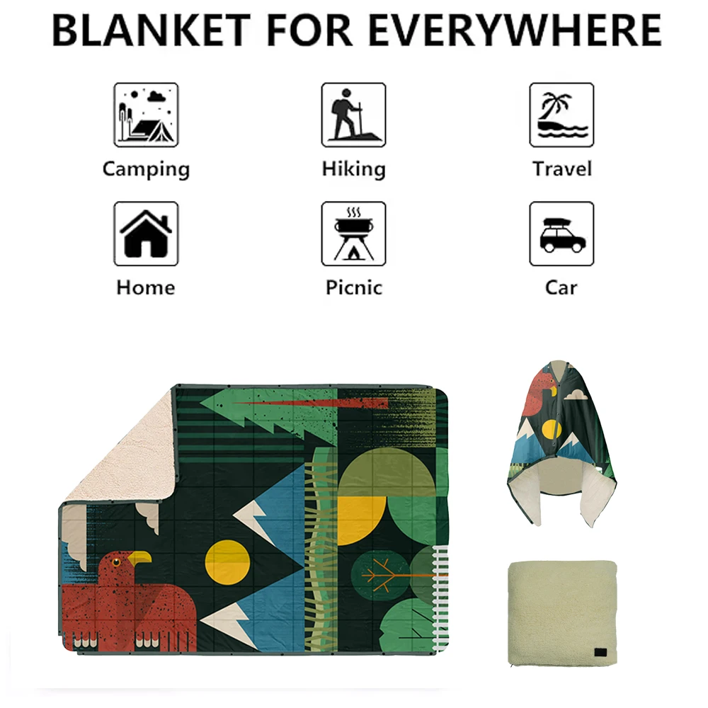 Lightweight Portable Custom Waterproof Windproof Outdoor Sherpa Camping Blanket Puffy Blanket