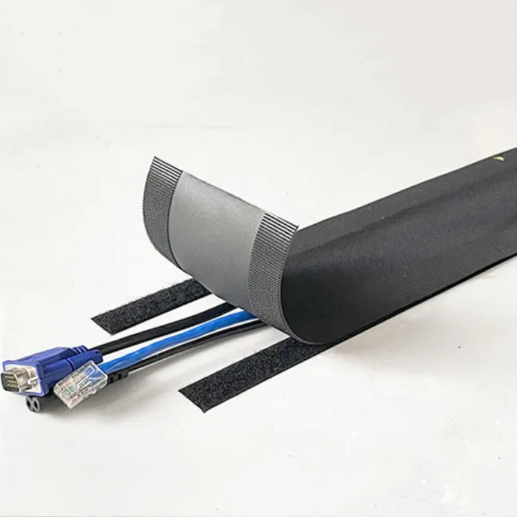 Fastening Tape Sleeves Carpet Floor Cord Cover Wire Tube Cable Protective Sleeves adhesive hook and loop tape