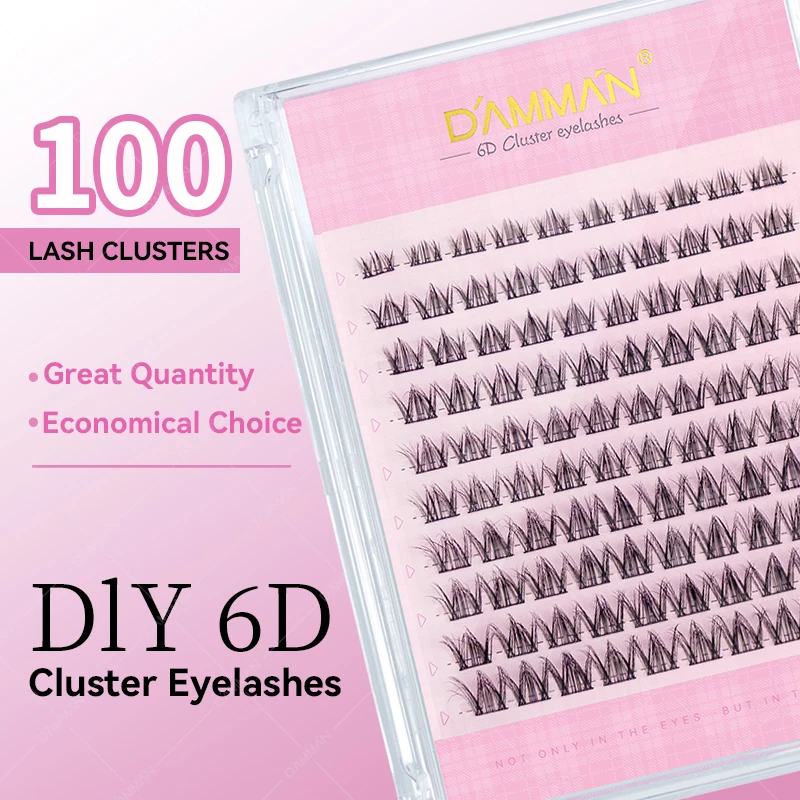 DAMMAN DIY Eyelash Extensions Matte Black D Curl Best DIY Cluster Lashes Extensions
