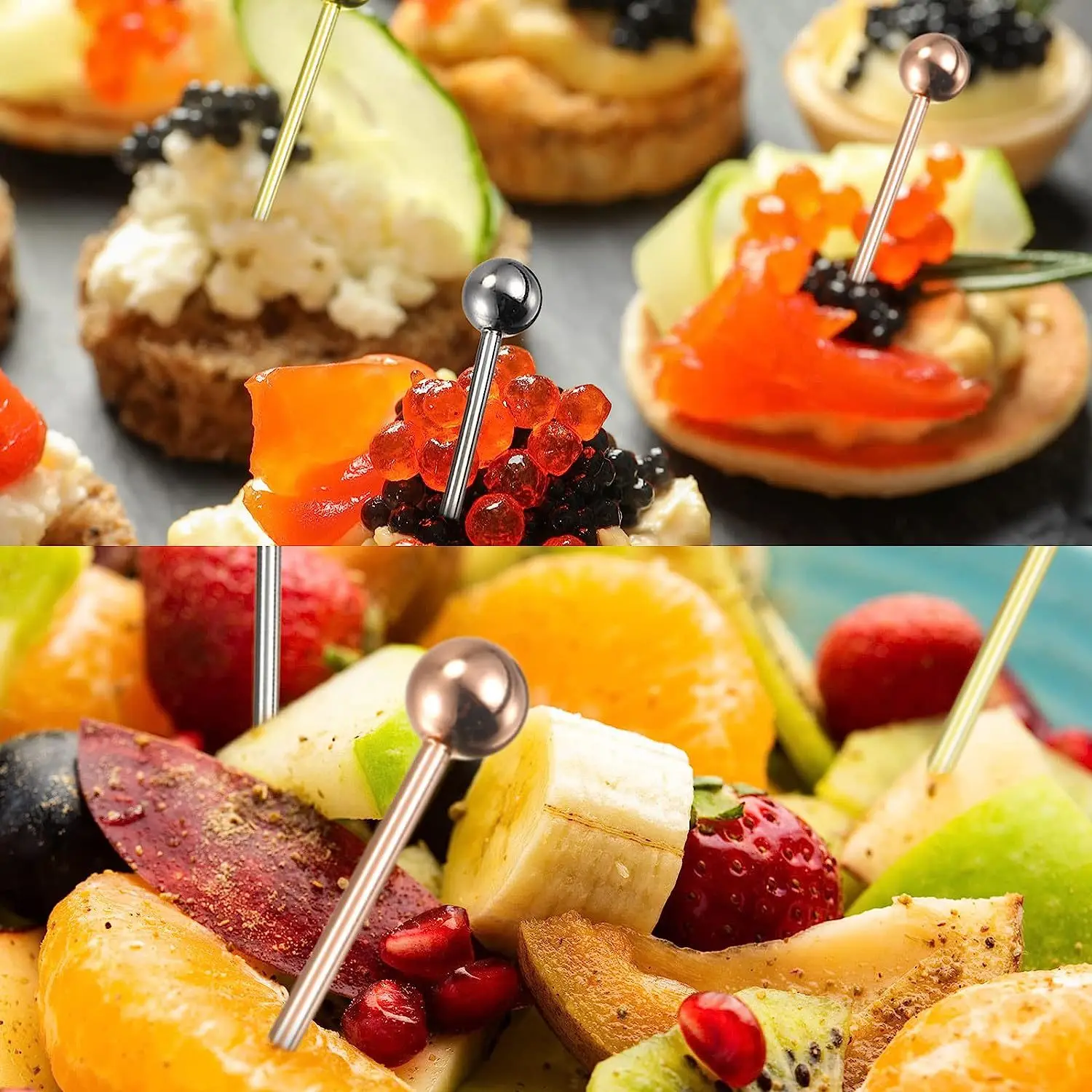 Cocktail Stick Stainless Steel Fruit Bar Cake Pastry Snack Decoration Signature Bar Tool Fruit Needle