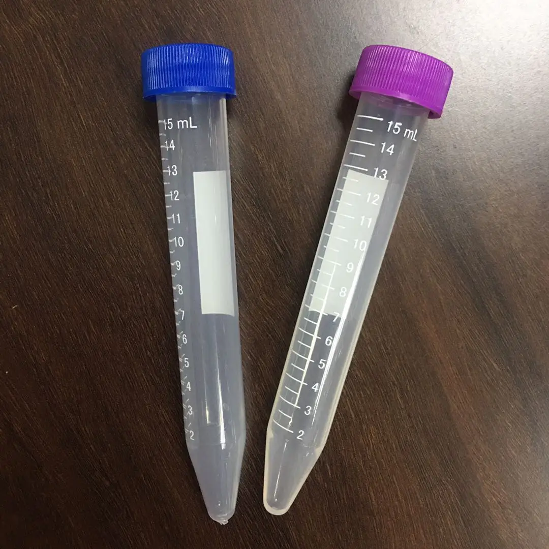 Lab Disposable Sterile PP 15ml Centrifuge Tube with colored screw cap