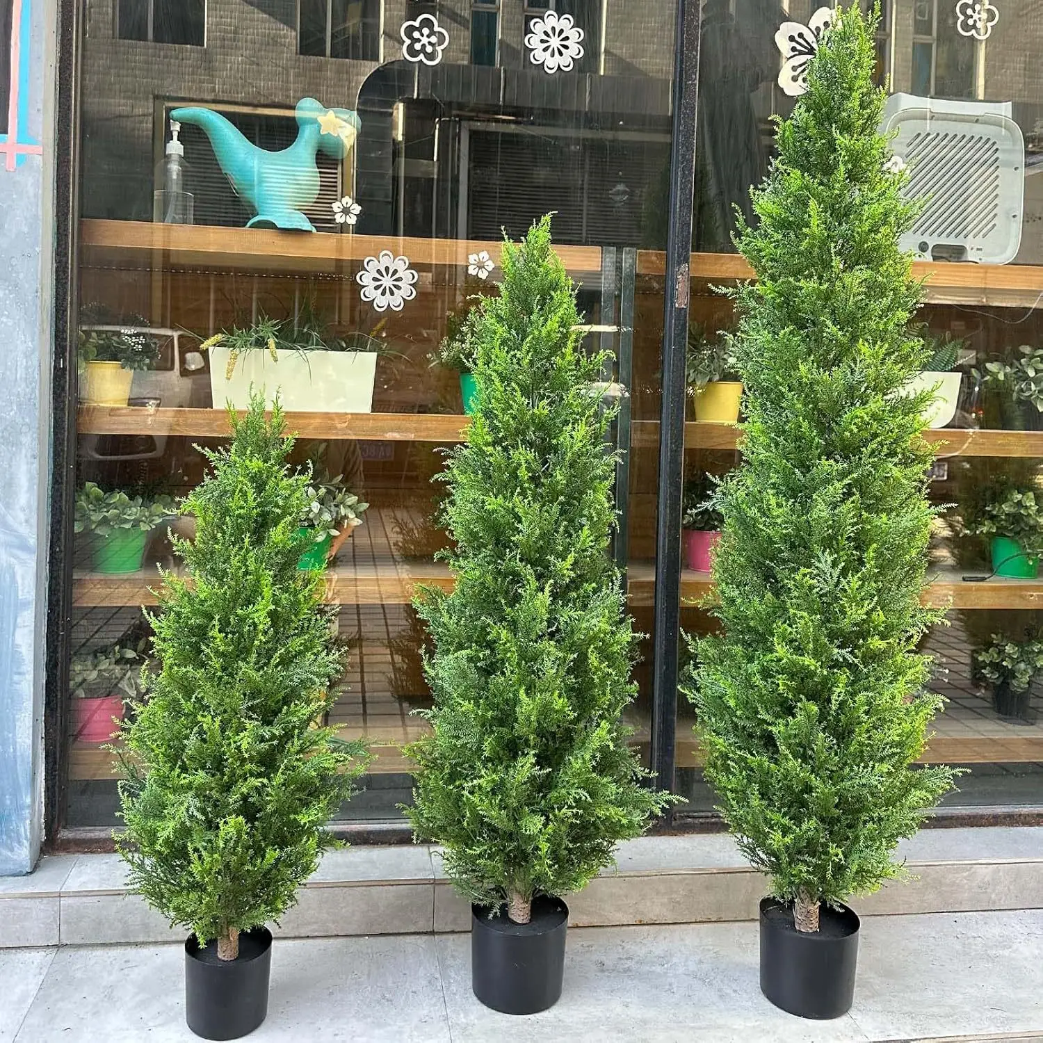 YOPIN-5030 Popular Artificial Pine and Cypress Tree Removable Greenery Christmas Shopping Malls and Hotels Window Decorations