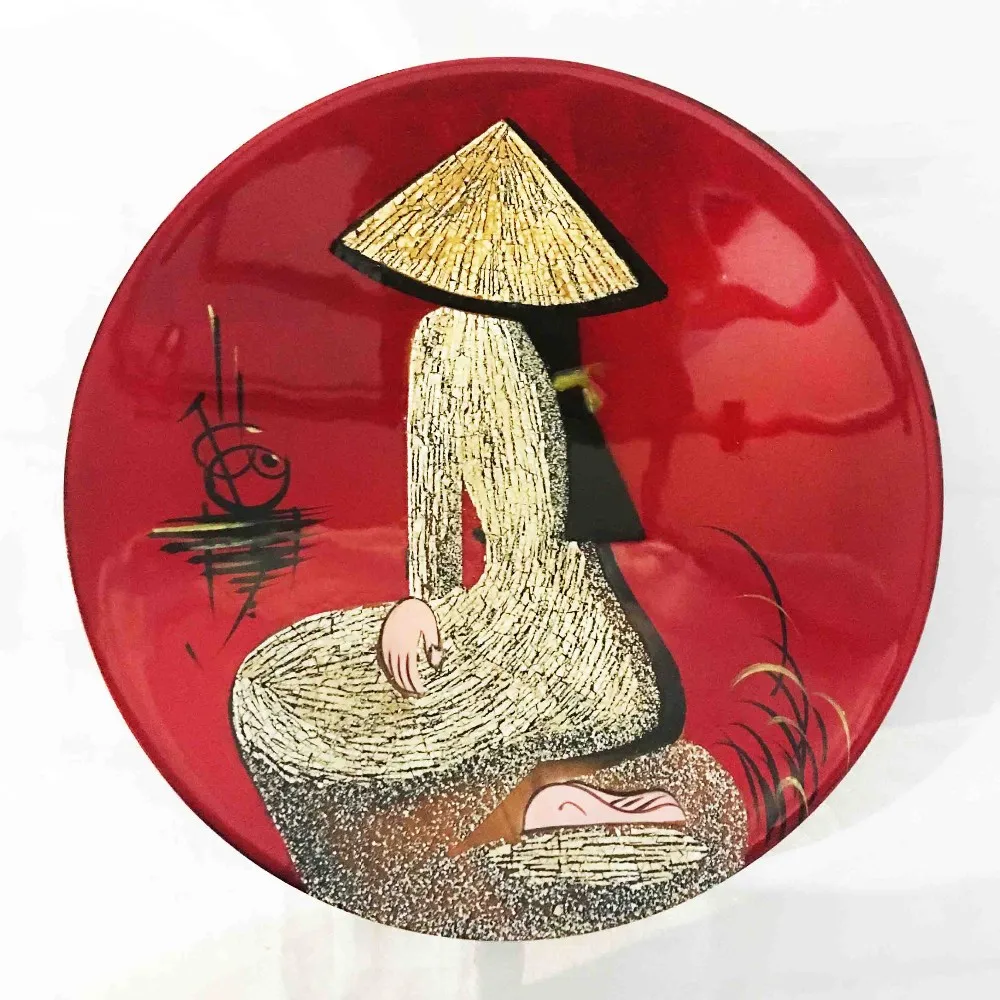 
Cheap price high quality lacquer plates for home decor kitchen tableware Vietnamese lacquerware traditional style 