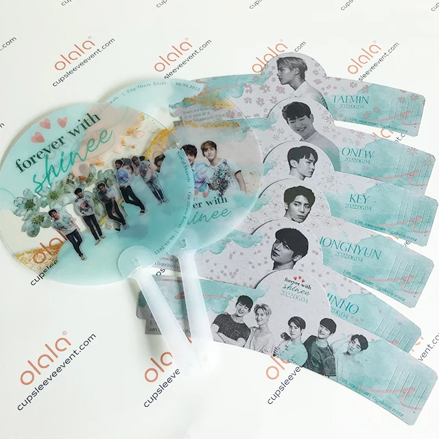 Custom design printed DREAM kpop idol plastic transparent PVC fans without handle