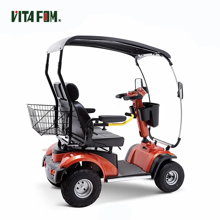 Oversized Space 2 Seats Disability Electric Powered 4 Wheel 2 Person Mobility Scooter Elderly With Roof