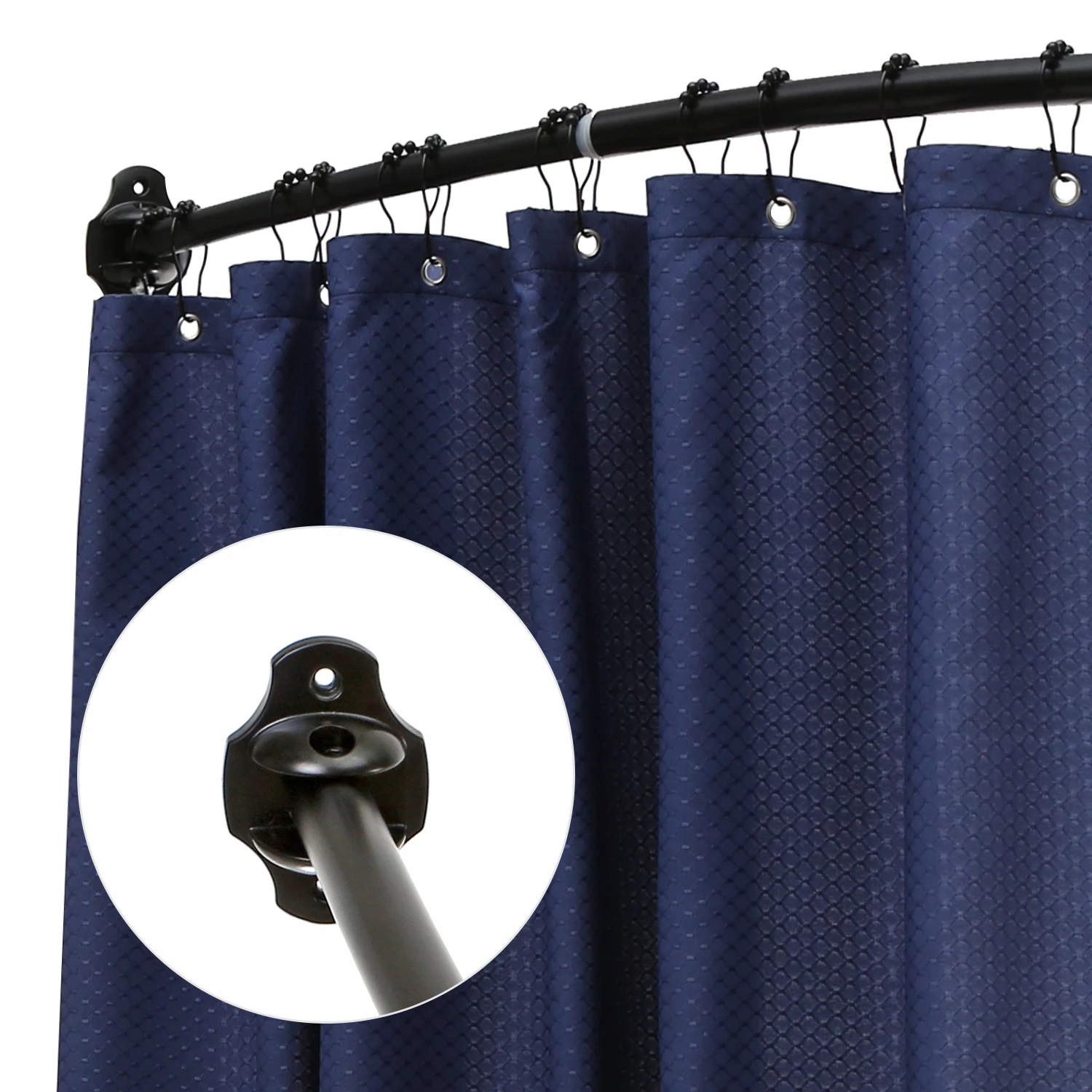 Curtain Rod Factory Price Adjustable Black Extra Long Curved Shower Curtain Rod SS304